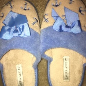 Laura Ashley Blue & Cream Anchor Bedroom Slippers
